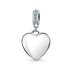 Initial Monogram Crystal Heart Dangle Charm Bead Sterling Silver Birthstone - Image 4