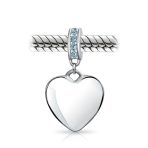 Initial Monogram Crystal Heart Dangle Charm Bead Sterling Silver Birthstone - Image 10