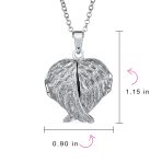 Spiritual Angel Wing Feathers Heart Locket Necklace Keepsake Photos Oxidized .925 Sterling Silver - Image 6