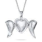 Spiritual Angel Wing Feathers Heart Locket Necklace Keepsake Photos Oxidized .925 Sterling Silver - Image 3
