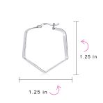 Geometric Flat Hexagon Hoop Huggie Earrings Gold Plated Sterling Silver 1.25" - Image 8