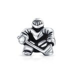 Ice Hockey Goalie Sports Team Charm Bead .925 Sterling Silver for Bracelet