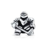 Ice Hockey Goalie Sports Team Charm Bead .925 Sterling Silver for Bracelet