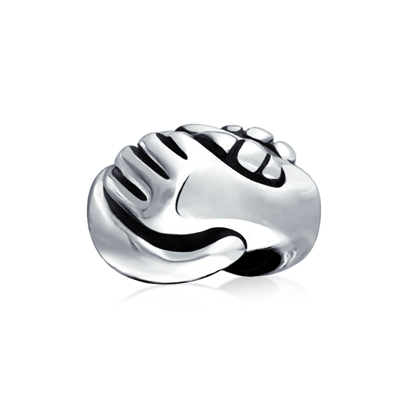 silver-holding-hands-handshake-friendship-bead_pbx-hs-625d-az_1 Support Friends Hand Sign Symbol Charm Bead Silver for European Bracelet - Image 1