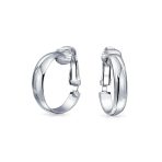 Classic Basic Clip On Hoop Earrings Gold Plated Sterling Silver .75 Diameter