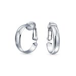 Classic Basic Clip On Hoop Earrings Gold Plated Sterling Silver .75 Diameter