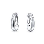 Classic Basic Clip On Hoop Earrings Gold Plated Sterling Silver .75 Diameter - Image 3