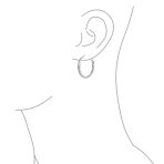Black Cubic Zirconia Pave CZ Hoop Earrings Silver 1.5 Inch - Image 9