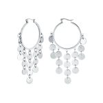 Fashion Statement Boho Sequin Coin Dangle Hoop Huggies Earrings Stainless Steel