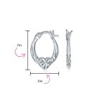 Romantic Love Heart Hoop Earrings Diamond-Cut Sterling Silver 0.5 Inch Dia - Image 4
