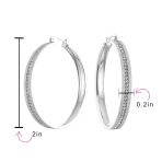 Channel Set CZ Statement Hoop Earrings Stardust Finish Plated Stainless Steel - Image 10