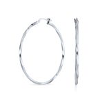 Big Lightweight Rope Cable Twist Hoop Earrings .925 Sterling Silver 1.75" Dia