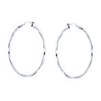Big Lightweight Rope Cable Twist Hoop Earrings .925 Sterling Silver 1.75" Dia - Image 2
