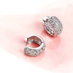 Victorian Style CZ Accent Wide Filigree Flower Huggie Mini Hoop Earrings Gold Plated - Image 15