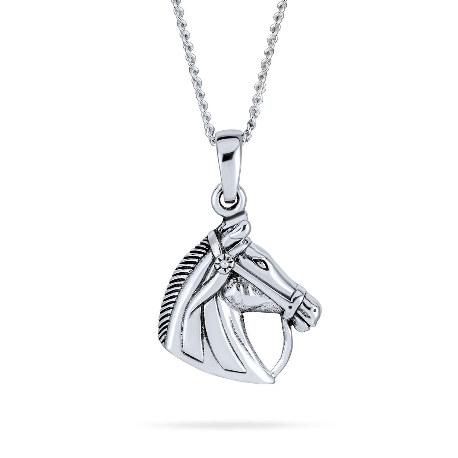 silver-horse-head-oendant-necklace-pmr-p12411_1 Cowgirl Equestrian Horse-Head Pendant Necklace in Sterling Silver - Image 1