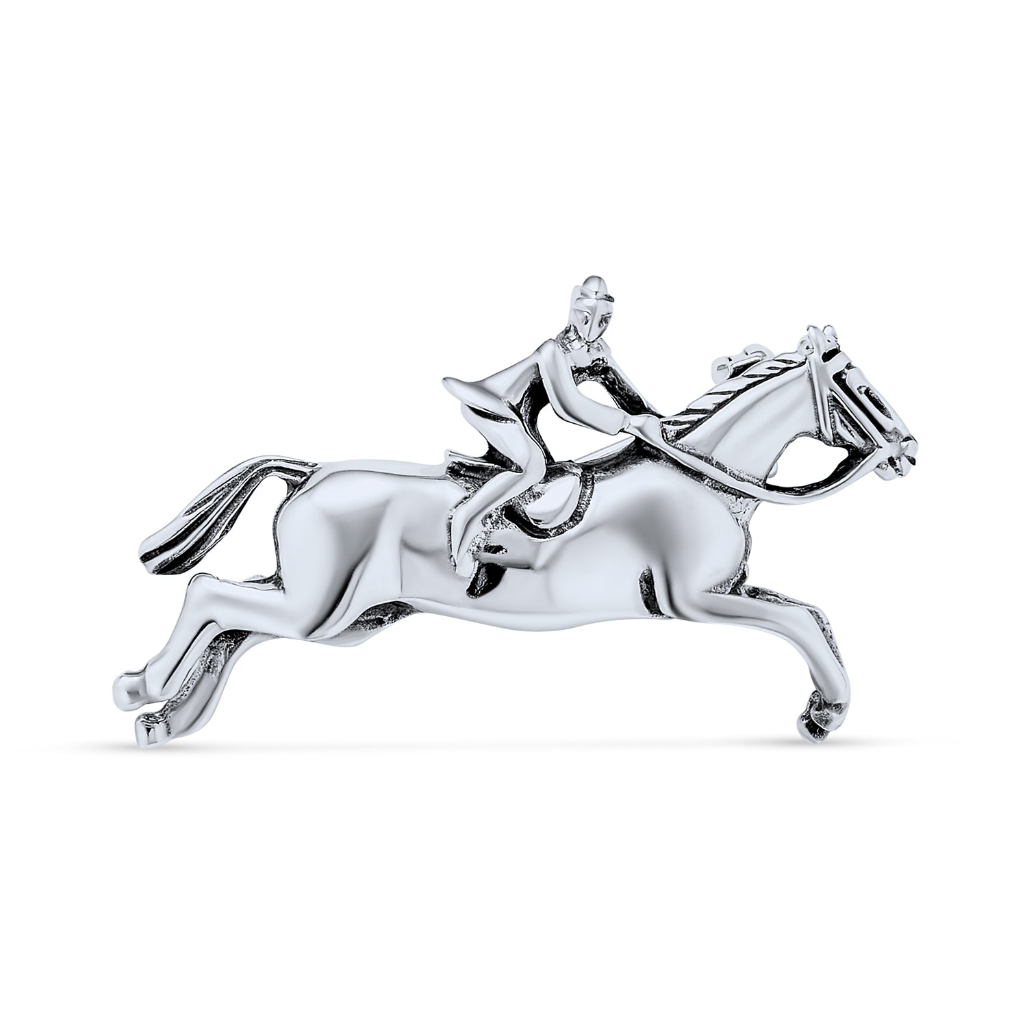 silver-horse-jockey-pin-brooch-pmr-b10276_1 Western Cowgirl Equestrian Brooche Pin in Oxidized Sterling Silver - Image 1