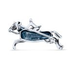 Western Cowgirl Equestrian Brooche Pin in Oxidized Sterling Silver - Image 2