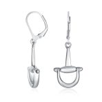 Equestrian Equine Horse Gift Dangle Snaffle Horse-bit Earrings Gold Plated .925 Sterling Silver