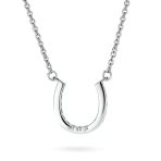 CZ Pave Cubic Zirconia Horseshoe Pendant Necklace 14K Gold Plated Silver - Image 3