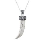 Tooth Amulet Onyx Howlite Turquoise Cornicello Italian Horn Pendant Necklace - Image 3