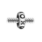 Set of 2 Valentine XO Clasp Spacer Charm Bead Black Rubber Oxidized Silver - Image 2