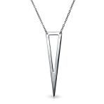 Minimalist Triangle Geometric Pendant Necklace in Sterling Silver - Image 2