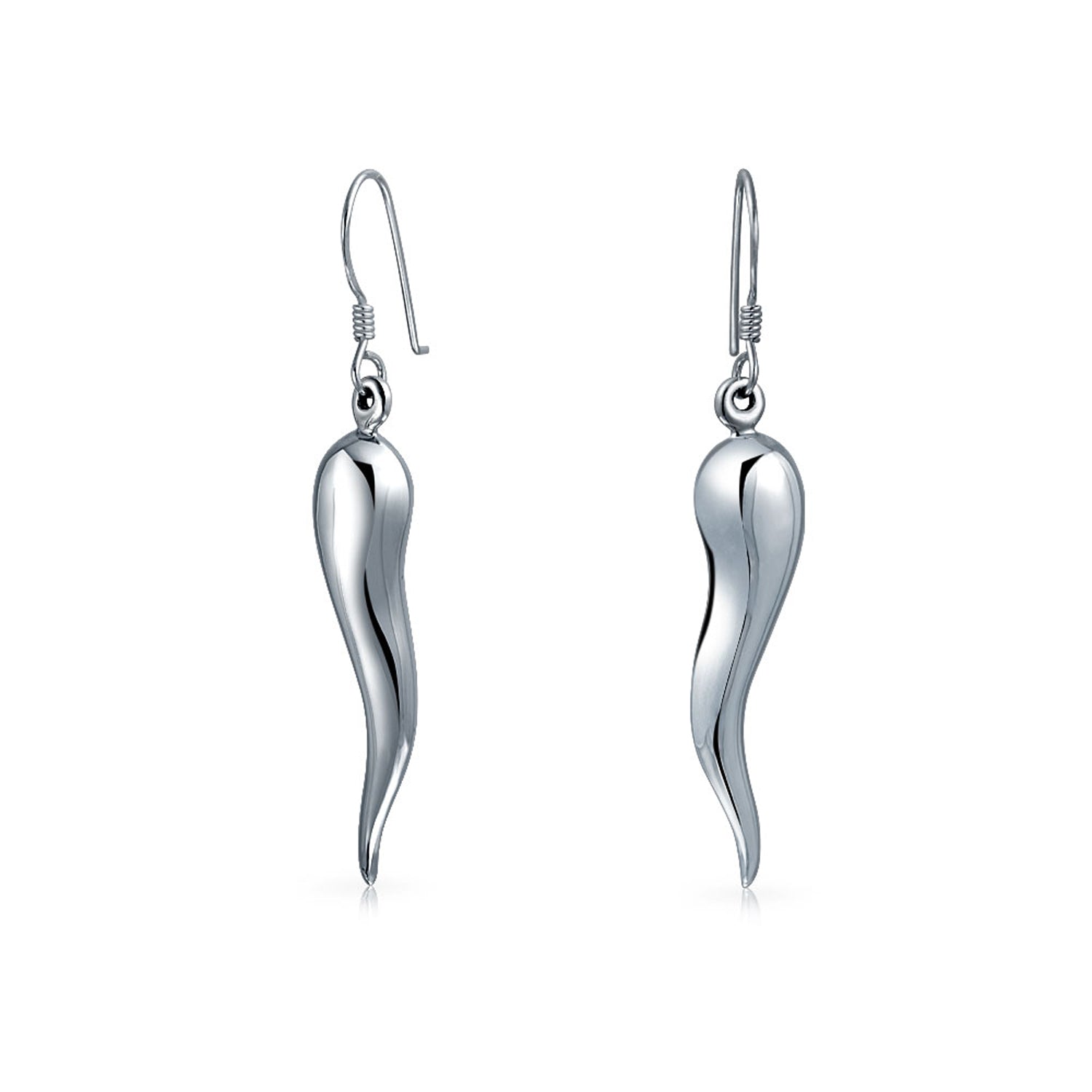 silver-italian-cornicello-dangle-earrings_sstr-e10001-az_1 Lucky Italian Horn Cornicello Style Sterling Silver Dangle Earrings Polished - Image 1