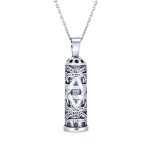 Hanukkah Magen Judaic Star Of David Magen Parchment Mezuzah Pendant Kabbalah Necklace Bat Mitzvah Sterling Silver
