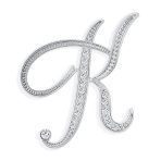 Large Statement ABC Pave Crystal Monogram Brooch Pin Silver or Gold Plated - Image 6