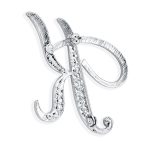 Large Statement ABC Pave Crystal Monogram Brooch Pin Silver or Gold Plated - Image 16
