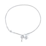 Romantic Key to Her Heart, Lock, Key Charm Anklet Double Ankle Bracelet Sterling Silver Fits 9, 10 Inch - Image 2