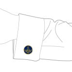 Round Circle Disc Freemasons Compass Symbol Shirt Cufflink Royal Blue Enamel - Image 3