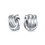 Fashion Rope Love Knot Clip On Earrings Yellow Gold Plated Non-Pierced Ears