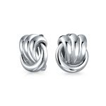 Fashion Rope Love Knot Clip On Earrings Yellow Gold Plated Non-Pierced Ears