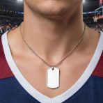 Set of 2 Army Dog Tag Pendant Necklace Sterling Silver 20 Inch Chain - Image 2