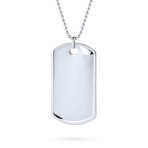 X-Large Military Dog Tag Pendant Necklace Sterling Silver 20 Inch Ball Chain - Image 3