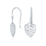 Delicate Filigree Leaf Dangle Earrings Sterling Silver Nature-Inspired Jewelry