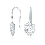 Delicate Filigree Leaf Dangle Earrings Sterling Silver Nature-Inspired Jewelry