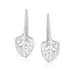 Delicate Filigree Leaf Dangle Earrings Sterling Silver Nature-Inspired Jewelry - Image 2