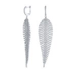 Modern Bride Dangle Chandelier Earrings with CZ Leaf Wedding