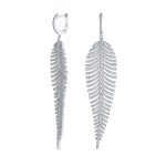 Modern Bride Dangle Chandelier Earrings with CZ Leaf Wedding