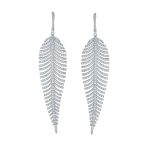 Modern Bride Dangle Chandelier Earrings with CZ Leaf Wedding - Image 2