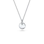 Tiny Minimalist Initial Pendant Necklace Sterling Silver A-Z Alphabet Disc - Image 32