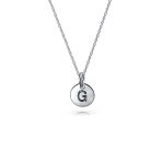 Tiny Minimalist Initial Pendant Necklace Sterling Silver A-Z Alphabet Disc - Image 7