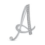 Large Statement ABC Pave Crystal Monogram Brooch Pin Silver or Gold Plated