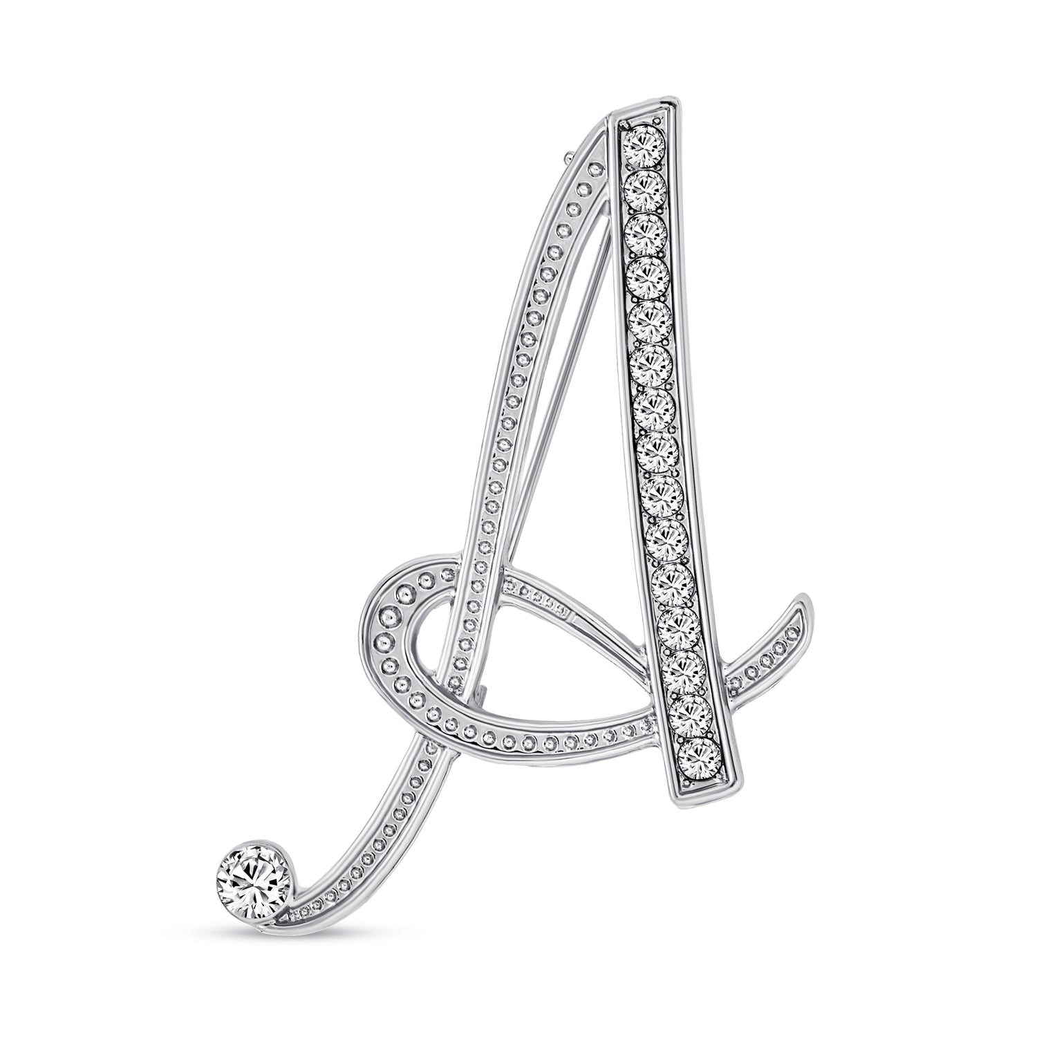 silver-letter-initial-a-pin-cz-faj-bh7770-ag_1_333e3e35-1953-4913-a4a7-266ffce2dcf7 Large Statement ABC Pave Crystal Monogram Brooch Pin Silver or Gold Plated - Image 1