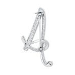 Large Statement ABC Pave Crystal Monogram Brooch Pin Silver or Gold Plated - Image 11