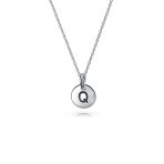 Tiny Minimalist Initial Pendant Necklace Sterling Silver A-Z Alphabet Disc - Image 17