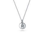 Tiny Minimalist Initial Pendant Necklace Sterling Silver A-Z Alphabet Disc - Image 18