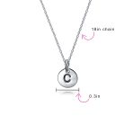 Tiny Minimalist Initial Pendant Necklace Sterling Silver A-Z Alphabet Disc - Image 81